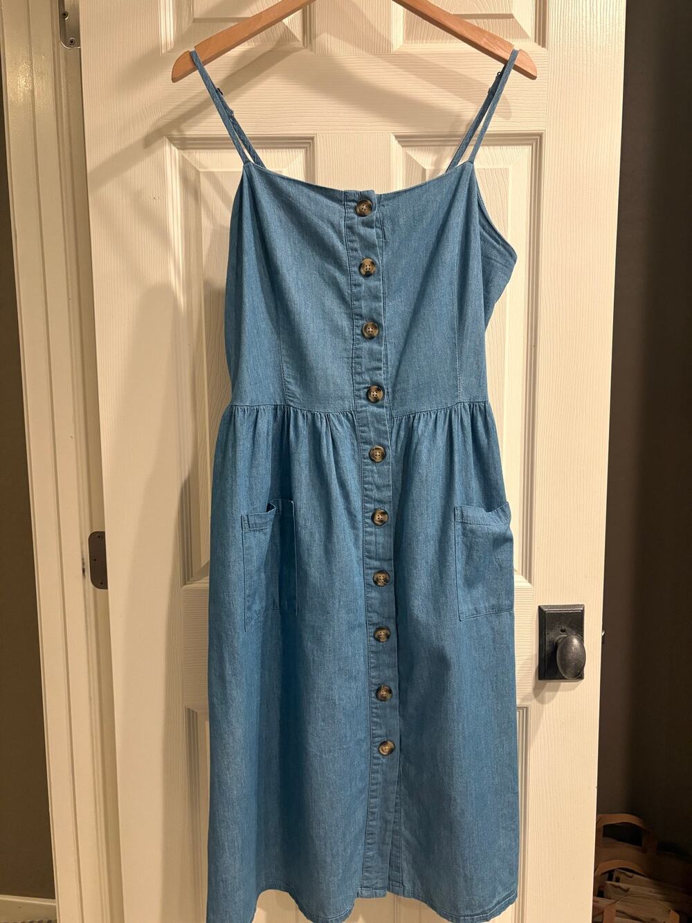 BOUTIQUE Denim Sundress Size XL Smocked Casual 100% Cotton Cottagecore Summer